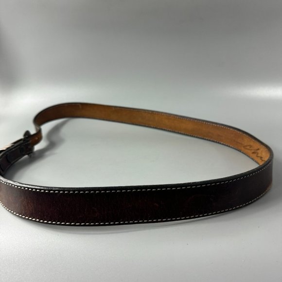 Vintage Chacon Sterling Silver Buckle Leather Belt - Picture 4 of 15